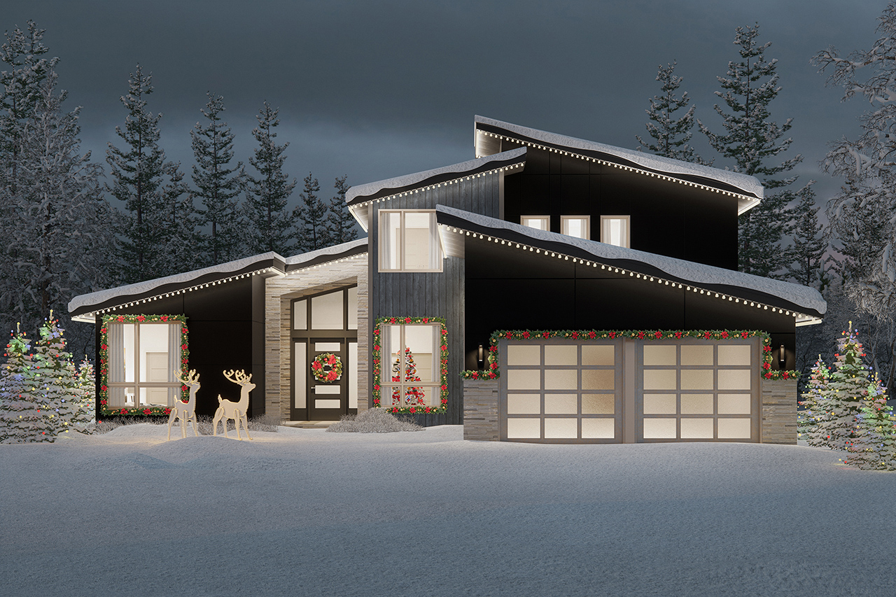 Associated Designs Modern House Plan Winterport Gets Festive